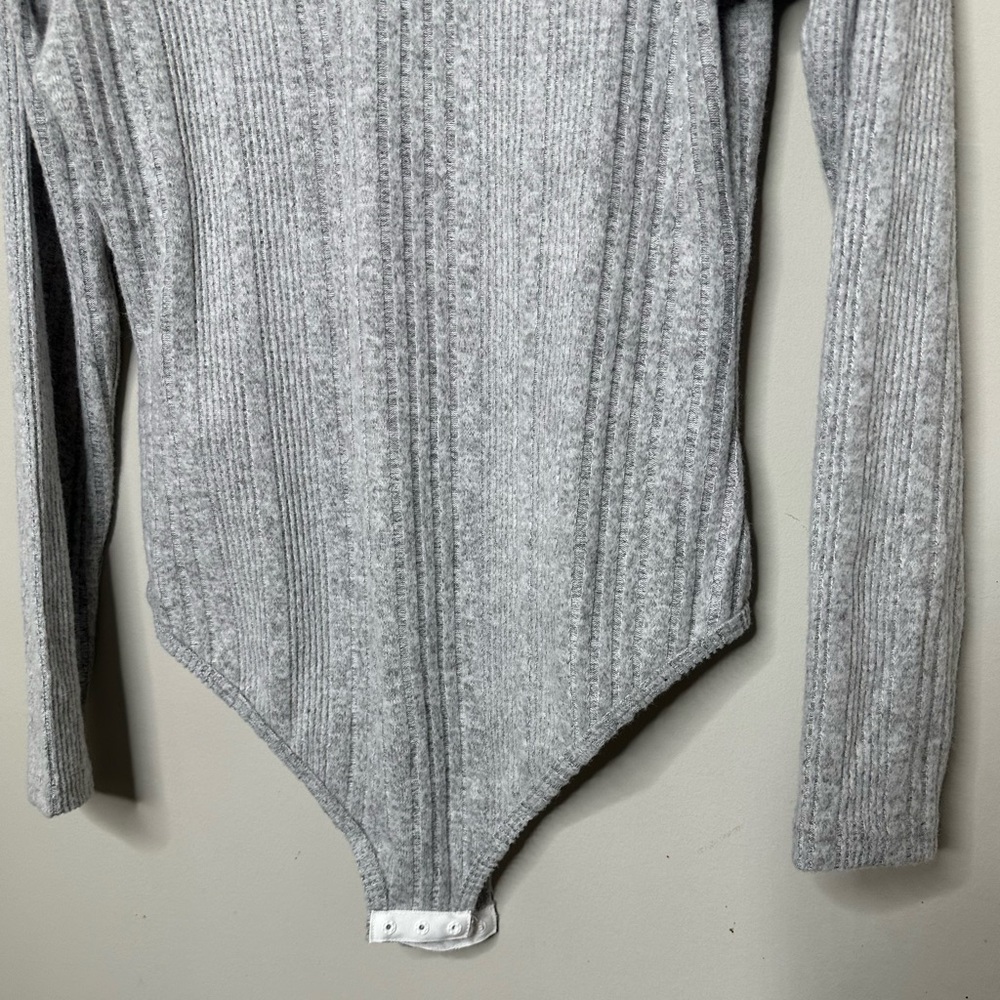 NEW Gray ribbed body suit long sleeve LARGE XX-Large - Picture 3 of 15